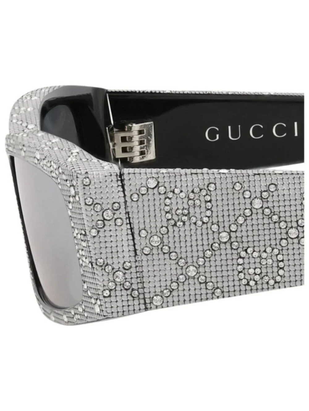 New Gucci Mens Square/Rectangle Black Black Silver Fashion Designer Sunglasses